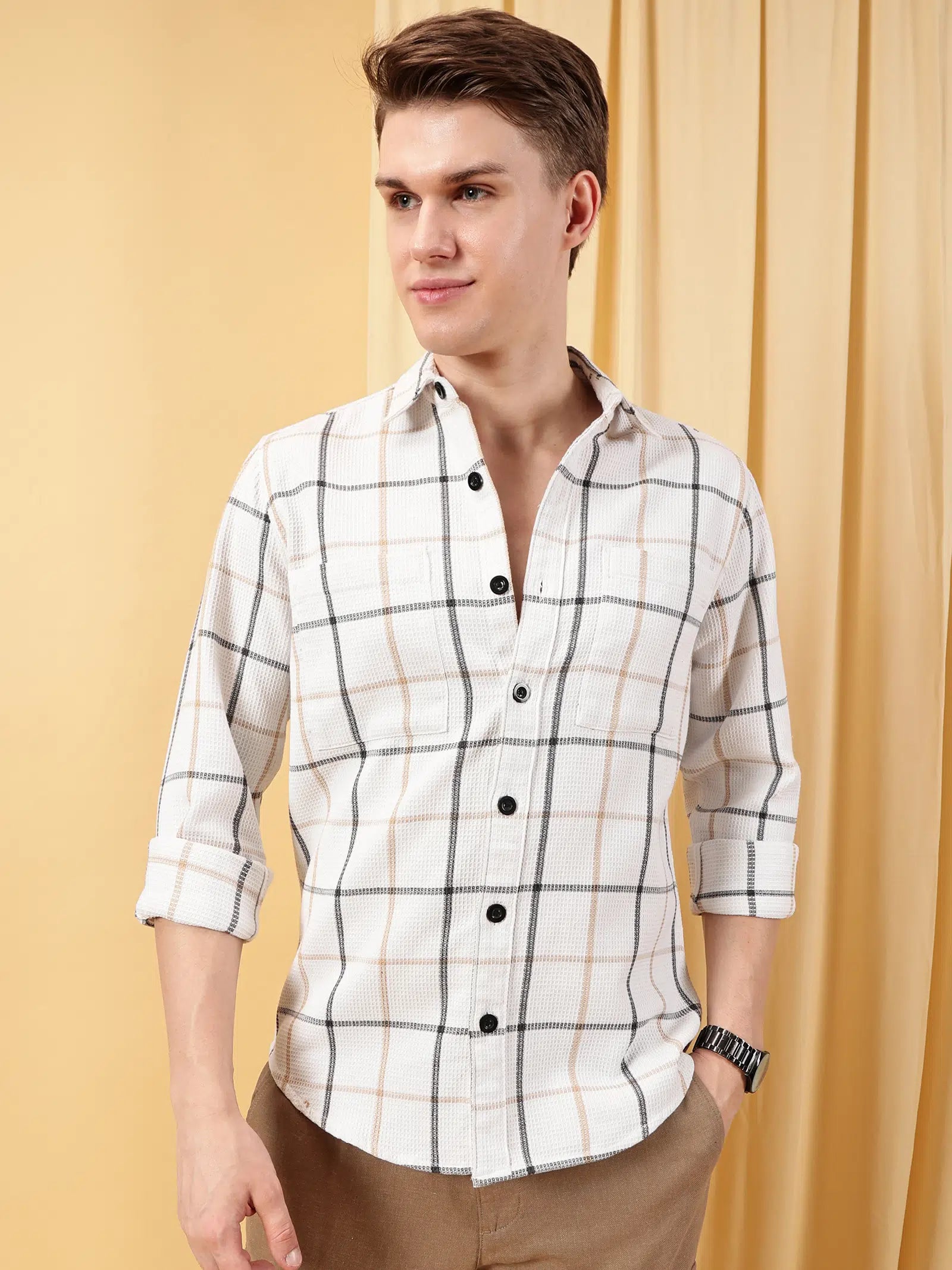 Valen Men's  Checked Causal Shirt
