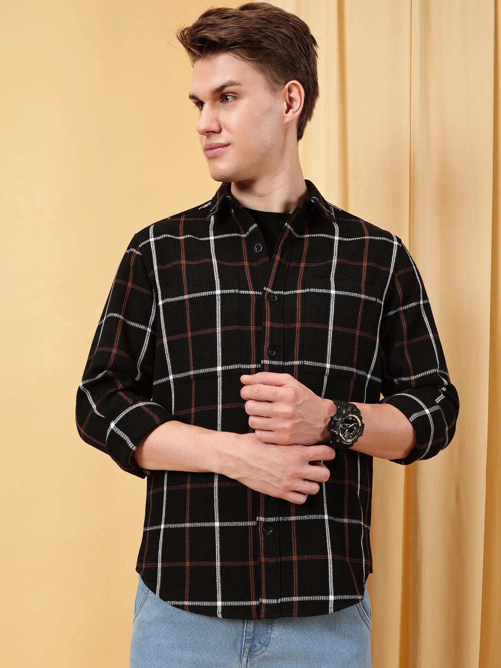 Valen Men's  Checked Causal Shirt