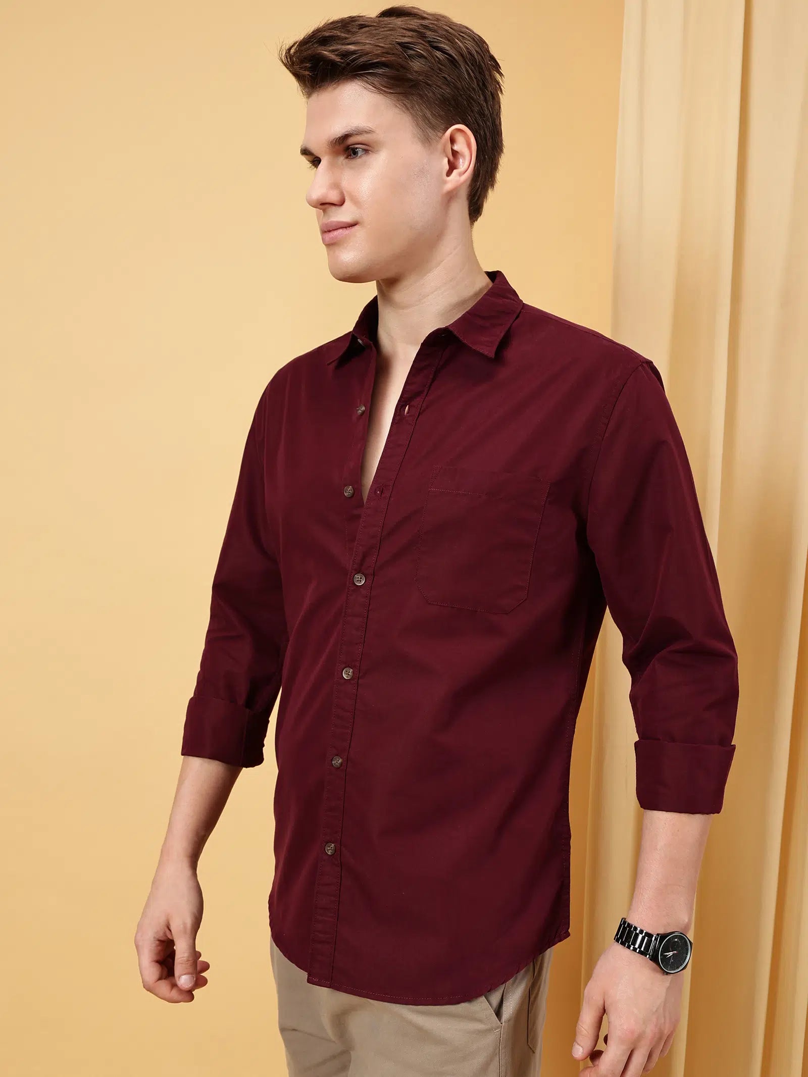 Valen Men's Soild Causal Shirt