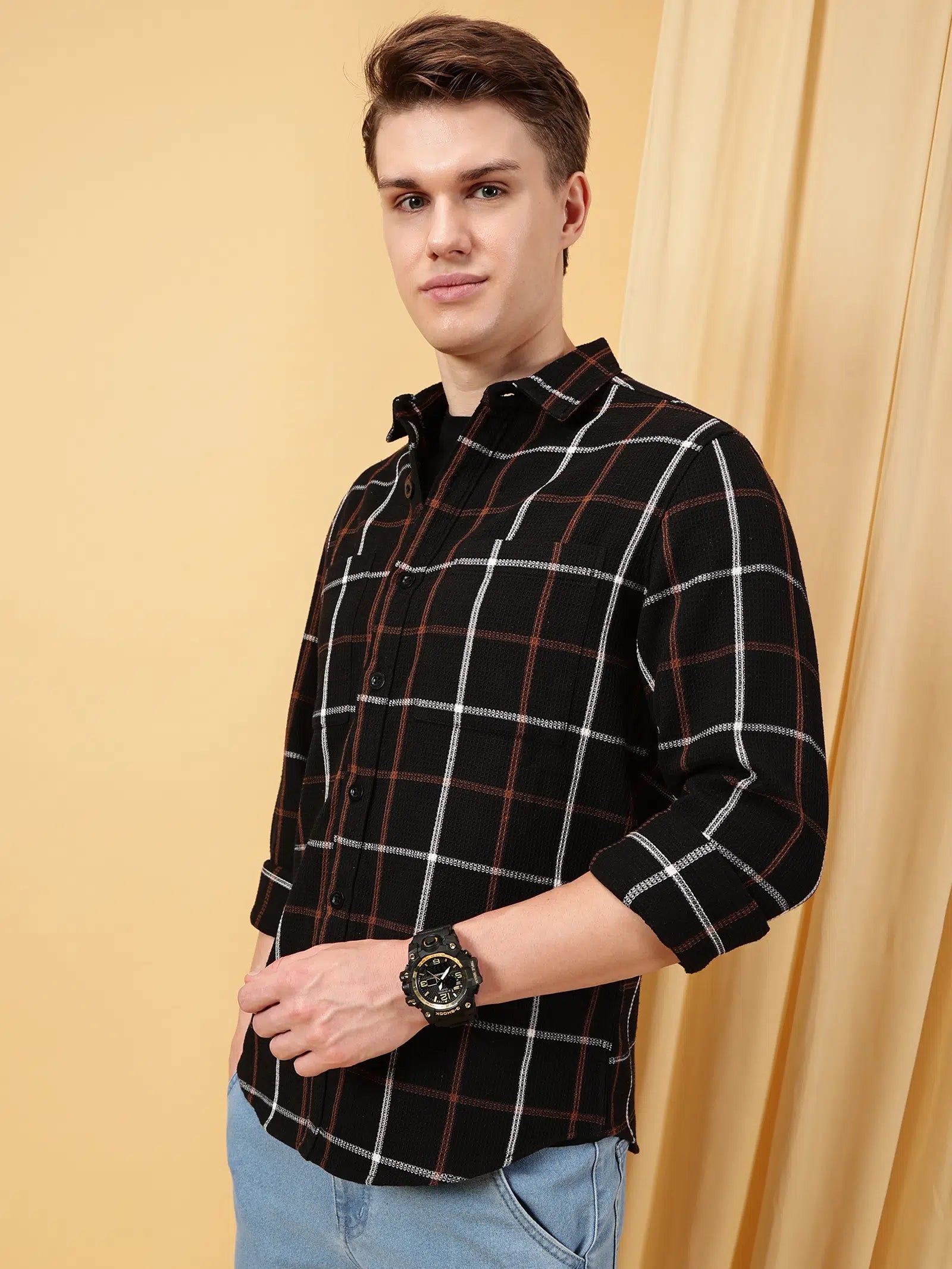 Valen Men's  Checked Causal Shirt